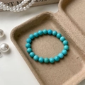 Sky blue natural stone bead bracelet with vintage mineral texture and elastic cord - 8mm Turquoise Bracelet