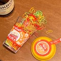 Set di elastici per capelli colorati per ragazze in tazza trasparente dai colori vivaci - 6,3x8,9cm in Scatola / Gatto del Dessert Giallo