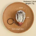 Realistic artificial oyster keychain made of resin with silver metal ring, 6cm x 3.5cm - Original Flavor Oyster - Keychain