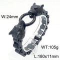 Herren Wolfskopf Fahrradkette Armband aus schwarzem Edelstahl, 24mm breiter Punk-Stil - 18cm (KB180182-KFC)
