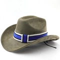 Olivgrüner Western-Cowboyhut aus Wildleder mit gestreiftem Gummiband und breiter Krempe - M (56-58cm) / Armeegrün