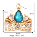 Gold plated crown pendant featuring large pear-cut blue gemstone and clear zircon accents - Watermelon Red M84