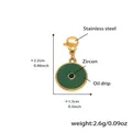 Vintage gold stainless steel charm pendant with green zircon and enamel oil drip detail - D187-4 Gold Round Enamel Pendant