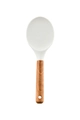 Cream silicone rice paddle with textured surface and natural wooden handle for non-stick use - Rice Spoon
