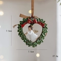 Green resin heart wreath ornament with white angel and gold trumpet for Christmas - Angel with Heart