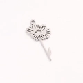 Polished stainless steel birth flower pendant with hollow stem and leaf detailing - April Silver
