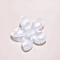 Macro detail of creamy white plumeria flower hair claw clip with gold metal spring - White 8cm