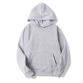Détail d'un sweat à capuche gris chiné avec poche kangourou et poignets côtelés ajustés - S / Hauts / Gris clair