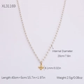 Collar de perlas con colgante de cruz dorada y cadena de clip, longitud 40+5cm - Collar de Perlas-XL31169 / Chapado en Oro de 18K