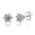 Orecchini a perno classici in argento sterling S925 con sei griffe e moissanite bianca - Stile Classico a Sei Griffe (Grande)
