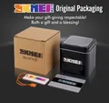 Originales SKMEI Uhrenverpackungsset mit braunem Umkarton und schwarzer Metalldose - Marken Eisen Uhrenbox