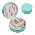 Portable round jewelry box in mint green with secure zipper and soft velvet lining - 10x5cm / Mint Green