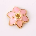 Perles fleurs et étoiles roses et dorées en alliage émaillé pour bijoux DIY - 7725 Or Rose (6 Pétales)