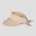 Vista dall'alto della visiera in paglia beige con tesa larga e decorazione con fiocco - Taglia unica / Kaki