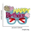 Dunkelblaue Glitzer-Partybrille Happy Birthday mit Torte und Ballon Dekoration - Herz Ballon Kuchen Stil