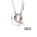 Letter Q pendant necklace in silver with colorful zircon inlays on white background - Letter Q Style (N00445-20)