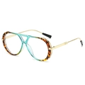 Classic oversized double-bridge sunglasses in tortoiseshell and green acetate frames - Green Leopard Frame