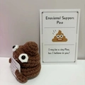 Handmade crochet emotional support poo doll with inspirational card for desk decor - Poo Card 2 + Large Card