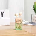 Car air vent perfume clip with square glass bottle containing green scent liquid - Green / With Engraving