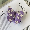 Pince à cheveux papillon violette élégante avec fleurs blanches et strass brillants - Papillon Violet - Fleur Jaune Strass