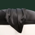 Silk pillowcase made of 22 momme mulberry silk in glossy black envelope style - Black