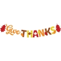 Glitzernde Give THANKS Girlande mit bunten Ahornblättern für Erntedankfest Deko - Give Thanks Banner (Y-00264-3)
