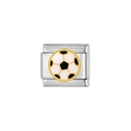 Italienisches Charm-Modul aus Edelstahl mit schwarz-weißem Fußball-Motiv aus Emaille - Fußball-Muster (Y145)