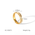 Vue détaillée des dimensions et du poids de la bague en acier doré sertie de zircone - Or (HC-R30071)