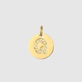 14K gold plated stainless steel letter Q pendant charm with sparkling cubic zirconia - 14K Gold - Q