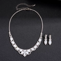 Elegant silver jewelry set with teardrop crystals and sparkling rhinestones for women - Silver (Two-piece Set)