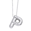 Polished silver balloon initial P pendant necklace on a delicate chain for women - Letter P