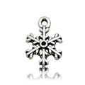 Silver zinc alloy snowflake pendant charm for DIY jewelry making with metallic finish - Antique Silver Snowflake E