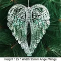 Detalle de alas de ángel de cristal en rama de pino con medidas 125 mm x 95 mm - 125mm / verde claro