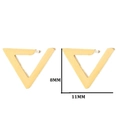 Boucles d'oreilles triangles évidés dorés en acier inoxydable avec mesures de taille - Or