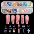 12-grid nail art rhinestones kit with aurora bows, pearls, and mixed crystal decorations - Large Aurora Rhinestone (12TZ-16)