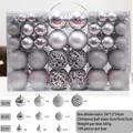 Set di 100 palline di Natale argento con finiture opache e glitterate assortite - Argento (100 Pezzi)