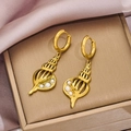 Elegant gold-plated shell earrings with pearls in a luxury jewelry box on silk - 1302-Gold Conch Pearl