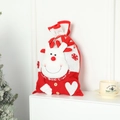 Grande sacchetto regalo di Natale con coulisse e renna di peluche 3D decorata - Renna di Natale