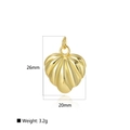 Detail view of 18k gold plated 3D hollow heart pendant showing 26mm x 20mm dimensions - 26*20mm Shell Texture Pendant / Gold