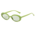 Retro oval light green sunglasses with grey lenses shown in a 45-degree angle - Jelly Green
