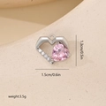Macro view of heart pendant with pink gemstone and white cubic zirconia details - White Gold Pink Zircon Heart (MYYX00674)