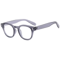 Retro round translucent dark grey sunglasses with metallic rivet detail in a modern style - C06 Transparent Grey/Anti-blue Light