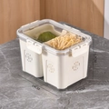 Beige plastic colander insert and transparent airtight food storage box, 24x17x14.2cm - PET High 2-Grid Box