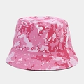 Détail du chapeau bob camouflage à pixels roses en tissu ripstop durable et coutures nettes - Taille unique / Rose