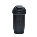 Matte black plastic fitness shaker bottle with H! logo and secure flip-top lid - New Black Checkerboard