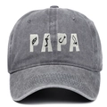 Berretto da baseball in denim lavato grigio scuro con ricamo PAPA a tema pesca - Regolabile / Grigio