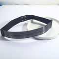 Cintura vintage francese a righe metalliche con fascia elastica e bottoni a pressione - Nero