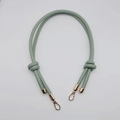 Adjustable sage green leather shoulder strap with golden metal clasps for DIY handbags - Matcha Green