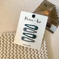 Cute set of 4 drop-shaped hair clips with dark green plaid and solid grey patterns - Style 15-Grey Green Plaid