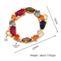 23mm Gold plated crown heart pendant connector with multi-color zircon stones for DIY jewelry - M589798-Rainbow